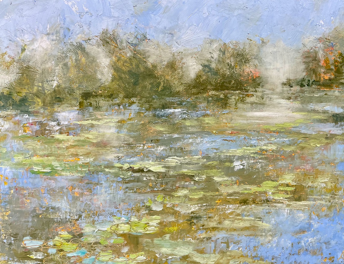 cold wax landscape painting by Anne Stine