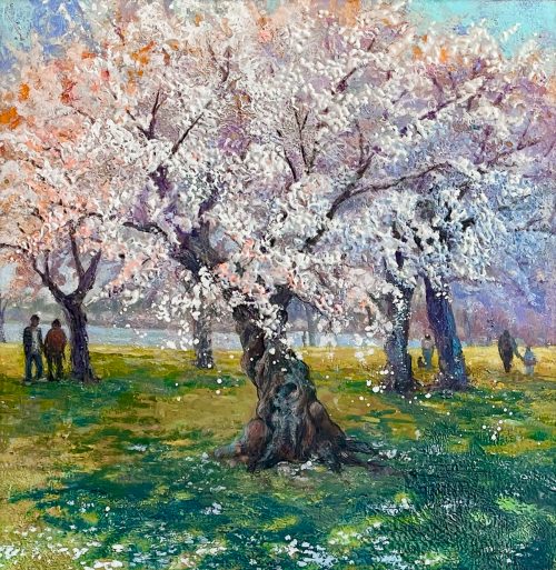 encaustic cherry tree painting