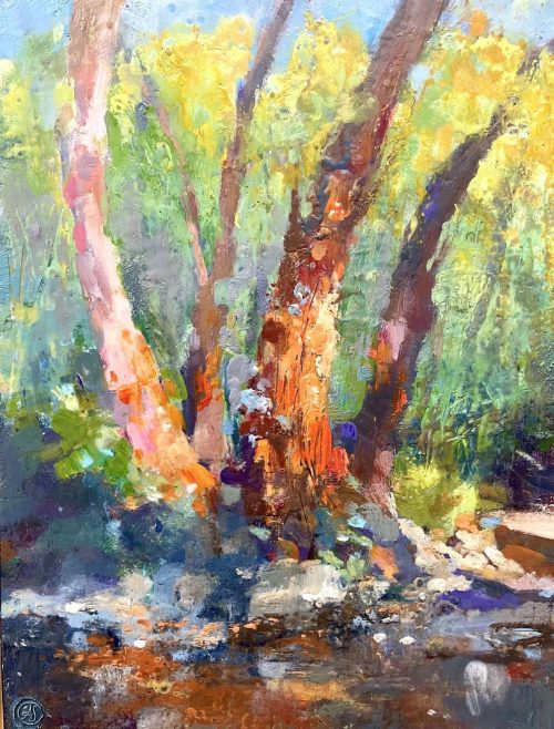 tree encaustic painting by Anne Stine