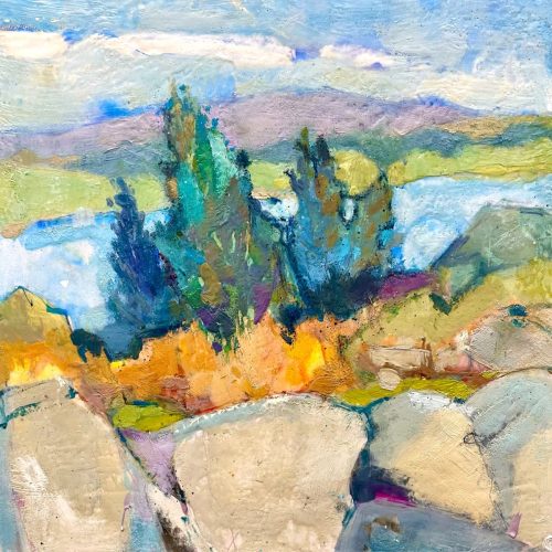 Encaustic landscape by Anne Stine