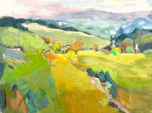 encaustic painting of rolling virginia hills