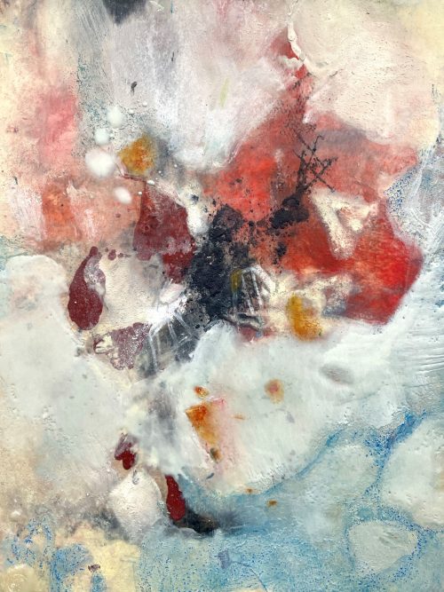 encaustic red painting