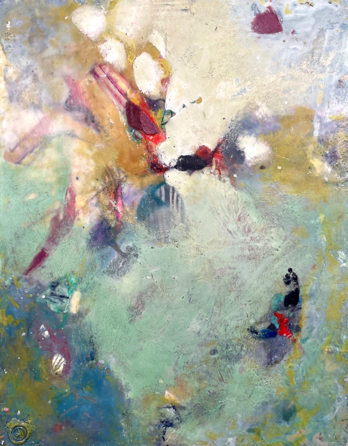 abstract encaustic painting by Anne Stine