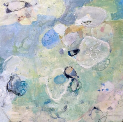encaustic abstract painting of jellyfish