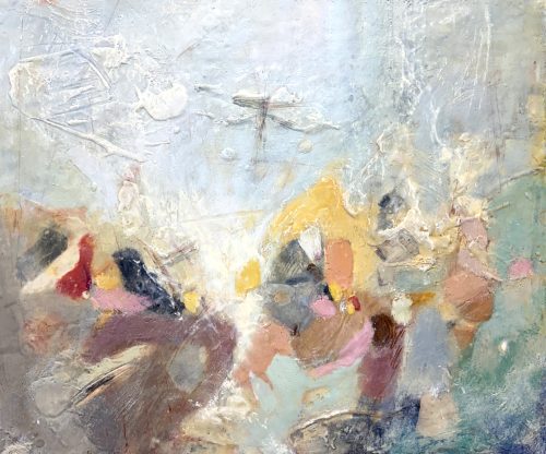 abstract encaustic painting inspired by the forest understory