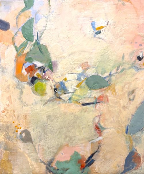 encaustic abstract painting of leaves and vines for art collectors