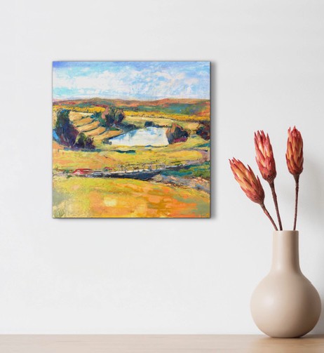 Winery painting hung on the wall